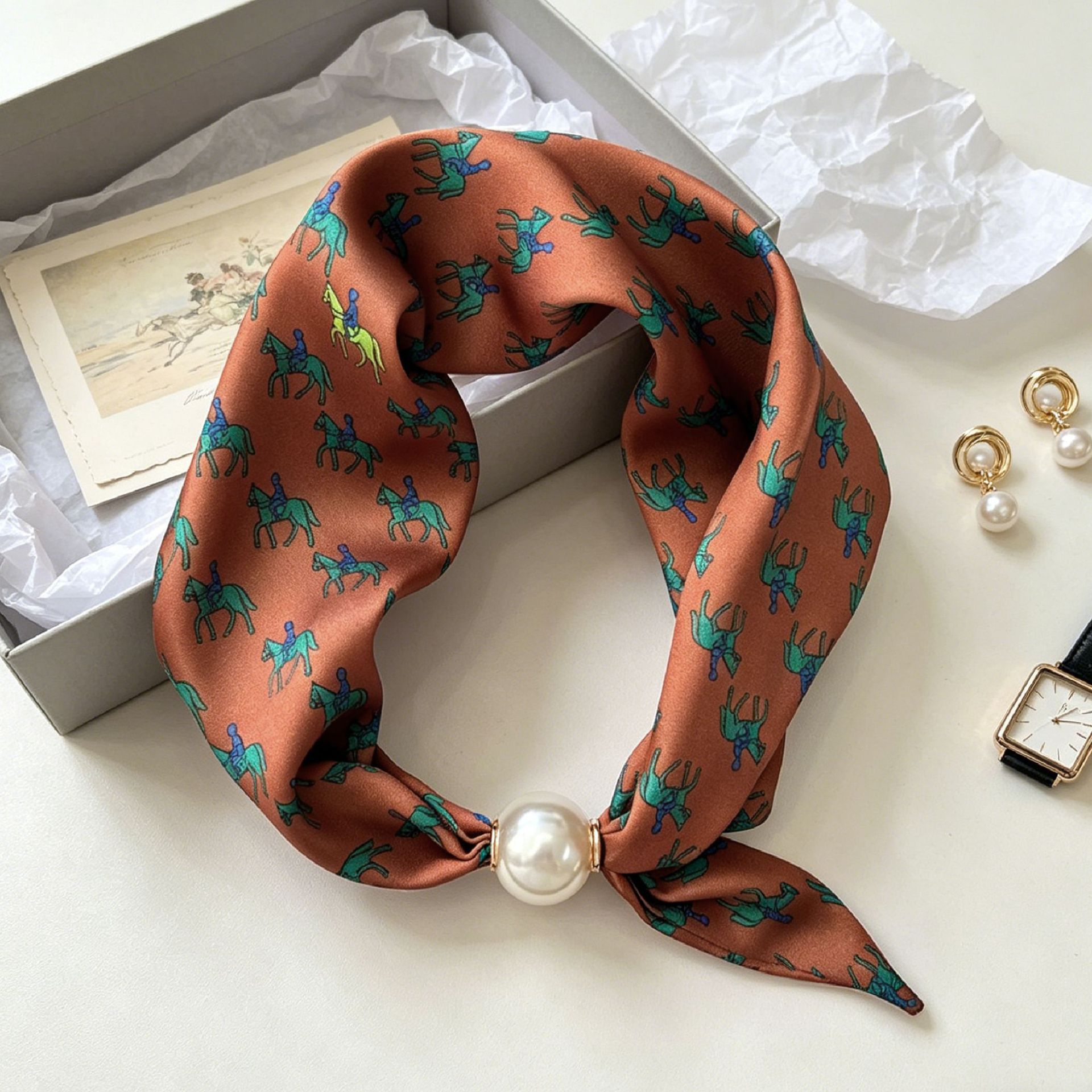 Ascot Neck Scarf - Sciarpa Magnetica di Lusso con Perle