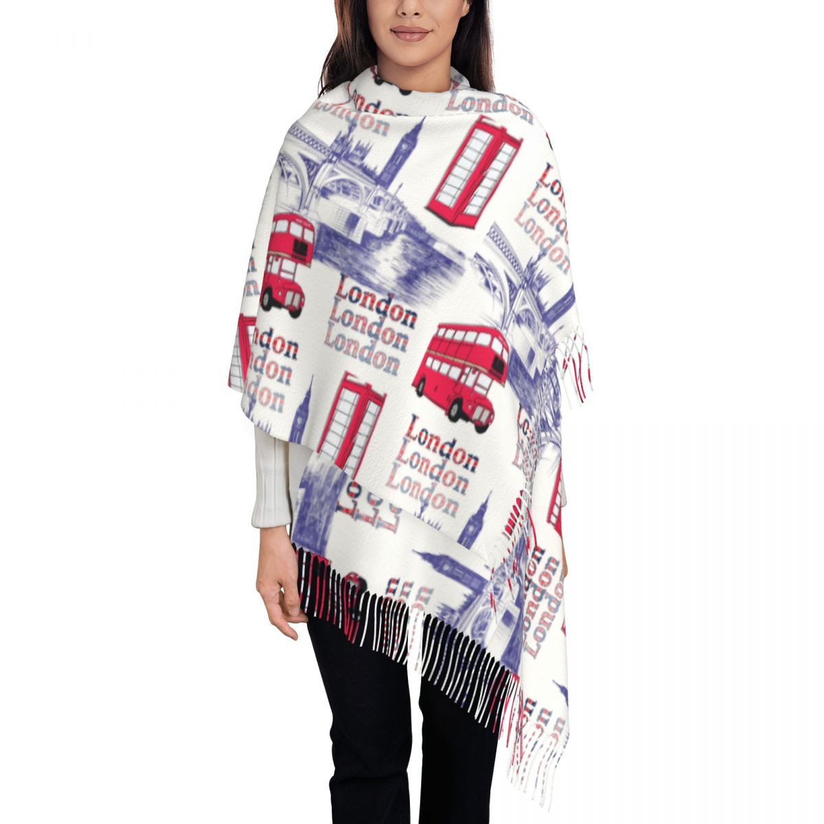 Pashmina Wrap Large - Londra Inghilterra Scene Scialli Avvolge Inverno