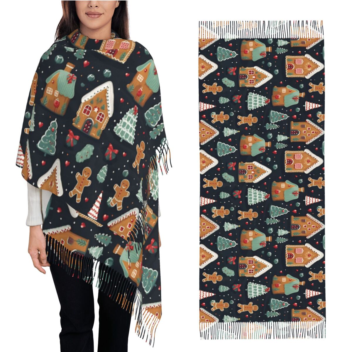 Pashmina Wrap Large - Delizia natalizia: pan di zenzero stravaganti