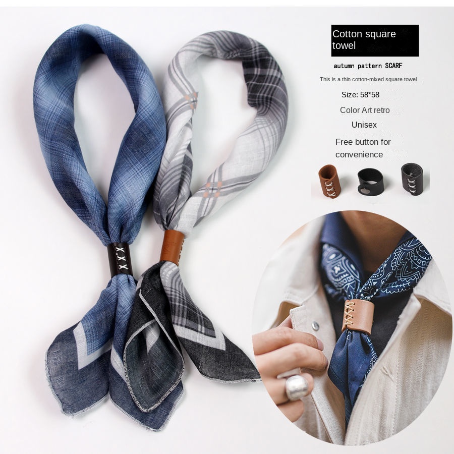 Ascot Neck Scarf - Sciarpa quadrata da uomo con bottoni