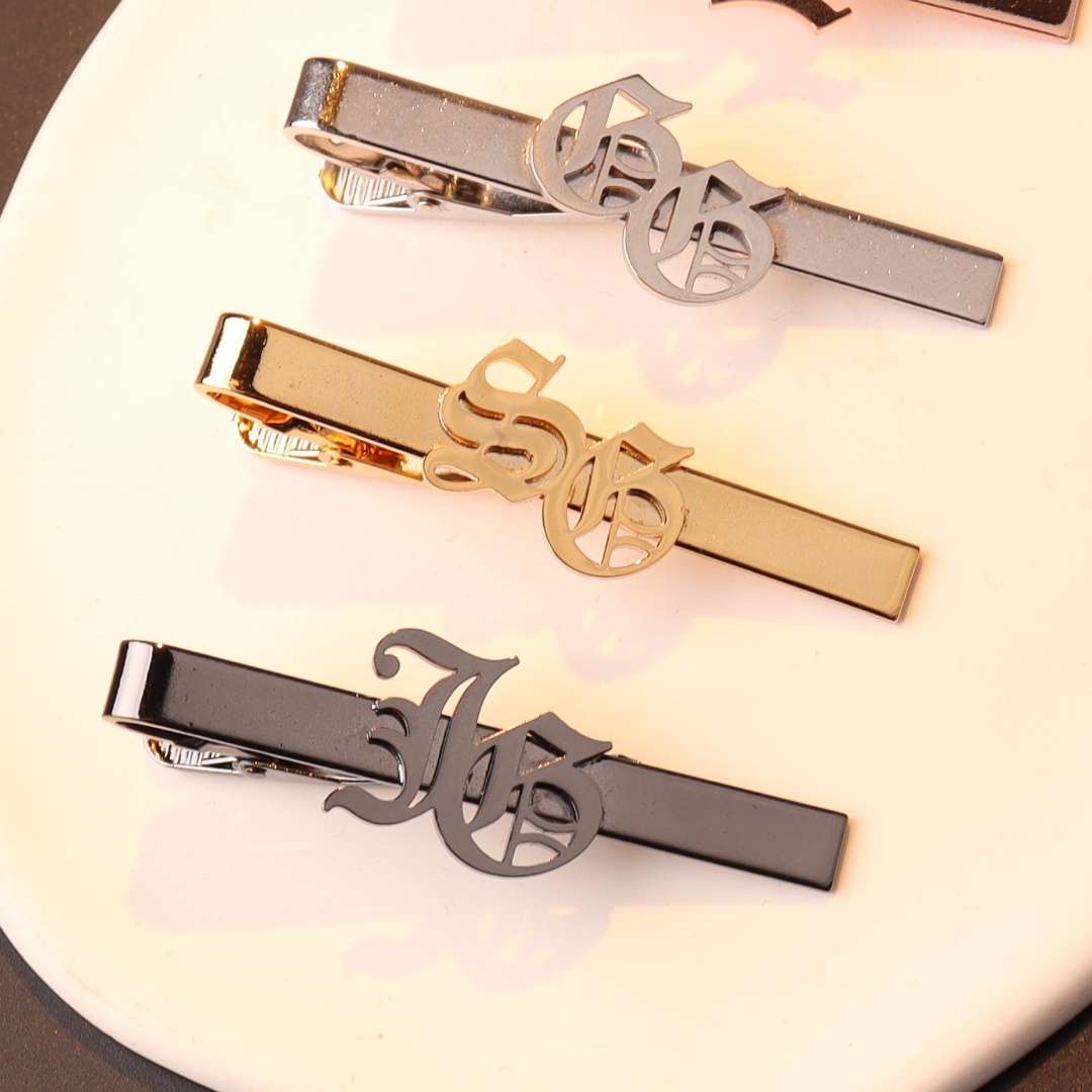 Tie Clip Silver - Fermacravatta con iniziali con nome personalizzato