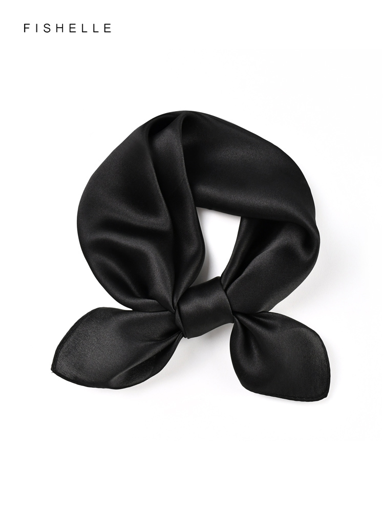 Silk Neck Scarf - Sciarpa di seta pura nera tinta